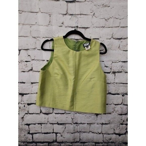 Vintage DKNY Womens Silk Blend Crop Top, Green, Size 12 - Picture 2 of 5